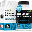 Reew Actives Turmeric Platinum 1350MG na 3 Kapsle s Black Pepper & Ginger - Antioxidant, Játra a stravitelná podpora - Redukuje Inflentia & zvyšuje imunitu - Made in Canada - 120 Kapsle