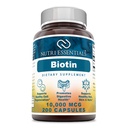 Biotin 10 000 Mcg 200 Kapsle (Non- GMO) - Podporuje zdravé vlasy, kůže a nehty - Podporuje buněčné omlazení a výroba energie *