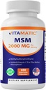 Vitamatic MSM 2000 mg s vitaminem C 75 mg na jedno podání - 180 Veg Kapsle - Vitamin C Aid in Better absopriton of MSM (Methylsulfonylmethan) - Non- GMO & gluten zdarma