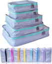 MUMI Balení Cubes - 5-Kousek Kompresní Balení Kuby pro cestování, Zavazadlové pořadače pro kufry, Nosiče na tašky, batohy a tašky - Space-Saving Travel Essentials - Aqua
