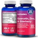 Quercetin 1000mg Veggie Kapsle, Non- GMO, Elderberry zink Quercetin Doplňky Podporuje imunitní, kardiovaskulární a respirační zdraví, 120 Kapsle (Balení po 1)