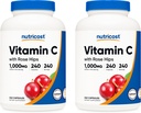 Nutricost Vitamin C s Rose HIPS 1025mg, 240 Kapsle (2 Lahve) - Premium Non- GMO, gluten zdarma vitamín C dodatek