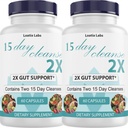 15 Day Cleanse 2X - Double Gut & Colon Support - Advanced Gut Cleanse Detox pro ženy a muže s Alfalfa, Cascara Sagrada, Probiotika & Psylium Husk - Non- GMO - Made in USA - 60 Kapsle (2 láhve)