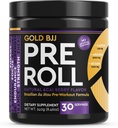 Gold BJJ PreRoll - Jiu Jitsu Pre Workout Dodatek pro energii, Focus, a Vytrvalost - Bojová umění Specifické Předpoklady cvičení Powder Formule s přírodními příchutí (Acai Berry, 30 Služeb)