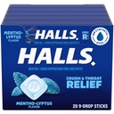 HALLS Kašel a útlum hrdla Mento- Lyptus Kašel Kašel Drops, 20 Sticks of 9 (180 Total Drops)