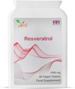 Ved RESVERATROL 1000 mg 90 tablet, potentní antioxidanty &, Promotes Anti- Aging, Kardiovaskulární podpora, 90 denní dodávka na láhev.