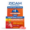 Zicam Cold Remedy Zinek Rapidmelts, Cherry Flavor, Homeopatické, Cold Shortising Medicine, Shortens Cold Trvání, 25 Počet