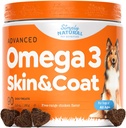 Omega 3 pro psy - Omega 3 Rybí olej pro psy, Prolévání dodatek s lososovým olejem pro psy kůže a pláště, snižuje svědění a podporuje zdraví srdce - 90 Psí alergie Žvýkačky pro ltchy kůže