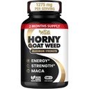 Nadržená kozí tráva 1275 mg MAX STRENGTH w / Maca (2 měsíční dodávka) - Energetický a výkonnostní komplex pro muže a ženy 124; 120 Veganských kapslí