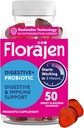 Florajen Organic Probiotic Gummies for Women & Men - Gut Health & Imunitary Supplement - Zácpa & Bloating Relief - 50 Gummies