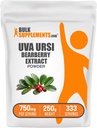 BulkSupplements.com Bearberry Leaf Extract Powder - Uva Ursi Extract, Bylinný dodatek - Vegan & Gluten Free, 750mg per Serving, 250g (8.8 oz) (Balení po 1)