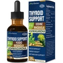 Thyridoid Support Drops - Liquid jód Supplement, Gotas de YODO y Selenio para Tiroides, Con Rodiola Semenovii y Ortiga, Fight Brain Fog w / Ashwagandha & Rhoddiola Extract Tincture.2 oz