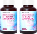 BioEmlem Beauty Probiotika pro ženy, 35 miliard CFU 14 Strany s biotin, kolagen, Prebiotika pro stravitelné zdraví, Vlasová kůže a hřebíky, Vaginální Probiotika Dodatek, Stálé police, 60 Caps