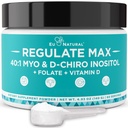Regulovat MAX Myo-Inositol & D-Chiro Inositol dodatek Prášek pro ženy s vitaminem D & Folate PCOS Nutritional Support, Hormon Balance & Fertility Support, Neochucené 60 Služeb