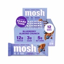 MOSH Borůvkové mandle Crunch Keto Protein Bary, High Fiber, Low Carb, gluten Free, High Protein, Brain Zdravý Snack, 12 Počet