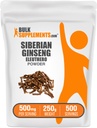 BulkSupplements.com Eleuthero Powder - Sibiřský ženšen Powder, Eleuterococcus senticosus, Ginseng Herbal Supplement - Gluten Free, 500mg na Serving, 250g (8.8 oz) (Balení po 1)
