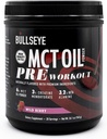 Bullseye MCT Oil Pre Workout Dodatek - Creatine Monohydrát, Medium Chain Triglyceridy, Beta Alanin, Kofein, L-Citruline, Muscle Gainer, Focus, Vytrvalost, Energy -20 Služeb - Wild Berry