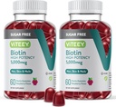 VITEEY Biotinové gumy pro vlasy, kůži a nehty 5,000mcg - Bezcukerné - Žvýkací gumy, Zdravá pokožka Glow, Silný Zdravý Nail Růst - Vegan, Lepek zdarma, Želatina Free- Žvýkací Maliny Flavor