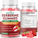 Premium Berberine Gummies, 2000mg High Potency Berberine HCI Dodatek, Plus Ceylon Skořice, Mléčné Thistle pro ženy a muže, imunitní systém & Metabolismus Podpora - 60 Gummies