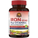 Vitalitown Iron Supplement pro ženy Muži, Hig Potency 65mg Železo s vitaminem C 250mg, méně konstipační, Lepší pro budování krve a zlepšení energie, No Gluten, Non- GMO 60 Vegan železné pilulky