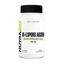 NutraBio R-Lipoic Acid Dodatek, 200mg -Aktivní stabilizované R-ALA doplněk - Optimalizované Alpha Lipoic Acid Formule pro lepší absorpci na podporu zdraví a wellness - 60 Kapsle