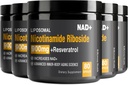 NAD dodatek - NAD + s Nicotinamidem Ribosidem (NR) a Resveratrol Quercetin 900mg Čisté organické NAD Plus pro buněčné opravy funkce zdravého stárnutí mozku, 80 Kapsle (balení 5)