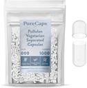 PureCaps USA - Prázdný Vegetarian Vegan Pullulan Pill Kapsle Velikost 000 CZ124; 1000 oddělených pilulek CZ124; Clear CZ124; Non- GMO Certified CZ124; SLS, gluten, Preservative Free