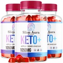 (3 Pack) Slim Aura Keto ACV Gummies - Oficiální Slim Aura Keto Plus Apple Cider Ocet 1050MG Advanced Formule Gummys, Všechny přírodní Premium Formule, Slimaura Gomitas Recenze, 300 Gummies pro 5 měsíců