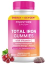 Pink Stork Prenatal Železné gumy pro ženy - 20 mg s vitamínem C - Grape Chewable for Deficiency, Energy, & Blood Builder - 60 Gummy Chews