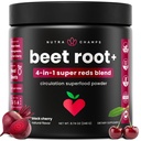 NutraChamps Beet Root Powder Circulation Supplement, Superfood Powder Nitric Oxide with Beetroot Juice, Super Red & Grape Seed Extract, No Sugar Beet Supplement - 8.74 Oz