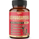 90 Kapsle - Ashwagandha Dodatek Kapsle - Zázvor Root, Kurkuma, Rhodiola Rosea & Black Pepper