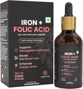 DURJA Iron + kyselina listová Kapky 124; rychle působící tekutý doplněk železa pro ženy a muže se zinkem 124; hemoglobin Booster & Blood Builder I124; Non- Constipating - 50ml "
