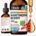 BIO KRAUTER ® Hawthorne Berry Supplement - čistý Vegan Hawthorn Berry Liquid Drops 655 mg na Serving 2 Fl.Oz 28 Days of Supply - Používá se pro celkovou podporu a denní wellness - Alkohol a cukr zdarma