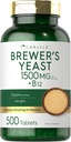 Carlyle Brewers Yeast Tablety s vitaminem B12 CLAS124; 1500mg CLAS124; 500 Count CLAS124; Non- GMO & Vegetariánský dodatek