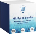 Layer Původ MitiAging Bundle, Anti- Aging 2-láhev balení: Gut Biome obnova a Mitochondria Revive - Zvýšení buněčné zdraví přirozeně, 30 Den dodávky