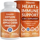 5- in-1 Ceylon Cinnamon Capsules 2355mg - Ceylon Cinnamon and Apple Cider ocet with Turmeric, Panax Ginseng, Cinnamon, and Bioperin, 120 ct