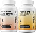 Balancebreens Čistá kyselina hyaluronová 250mg s vitaminem C 50mg + vitaminem D3 50.000 IU doplněk Combo