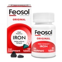 Feosol Original Iron Supplet Tablety, Non- heme, 325mg Ferrous Sulfate (65mg Elemental Iron) per Iron Pill, 1 per Day, 120ct, 4 Měsíční dodávky, pro energii a podporu imunitního systému, Made in USA