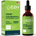 E2H Chlorofyl Liquid Drops - Natural Energy Booster, Imunity System Support and Internal Deodorant - Pepermint Flavor - 2 Fl Oz