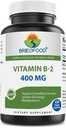 Brieofood Vitamin B2 (Riboflavin) 400mg, 120 Veggie Kapsle - Gluten Free, Non- GMO