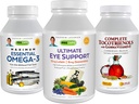 ANDREW LESSMAN 3 Product Eye Health Bundle - 360 Softgels Každý z Ultimate Eye Support, Maximální esenciální Omega33 a Kompletní Tocotrienoly. Podporuje a podporuje zdraví očí.