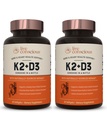 Živý uvědomělý vitamin K2 MK7 s doplňkem D3 CLAS124; Podpora zdraví kostí a srdce - patentovaný vitamin K & Vitamin D3 5000 IU (2-Pack)