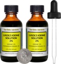 Lugol 's jód / 2% Solution / 4 Oz in Two Amber Glass Bottles / Free Droppers / USA