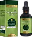 Go Nutrients Vitamin B12 Sublingual Methylkobalamin - B-12 Tekuté kapky 3000mcg, Organic Raspberry Flavor, Vegan - Podporuje energii, Nerve zdraví & Red Blood Cell Formation - 2oz (48 Servings)