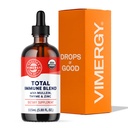 Viméries Total Imunitate Blend * Liquid Supplement, 57 Servings Fast- Absorbing Imunitary Support - All- Season, Zinek, Tyme a Mullein Drops Non- GMO, Vegan, USDA Organic, Imunity Support for Dospělí (115 ml)