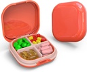Daily Pill Organizer 4 Compartments, Malé Pill Box Přenosné cestovní Pill Pouzdro, Mini Pill Kontejner pro kapsy v kabelce, Kompaktní Travel Medicine Organizátor pro vitamín, Cod Játra Oil, Dodatek (růžový)