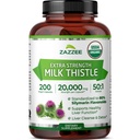 Zazzee USDA Organic Milk Thistle 50: 1 Extract, 80% Silymarin Flavonoids, 200 Vegan Kapsle, 6 + měsíční zásoba, Silybum Marianum, Podpora jater & Detox Support, Organic All- Natural, Non- GMO, Made in USA