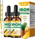 Liquid Iron dodatek pro ženy Muži a děti Multivitamin Železné Kapky s folátem, Vitamin C, B6, B12, Zink pro anemii, Nedostatek železa, Krevní stavitel, Energie - Přírodní ananas Flavor, Vegan 4 Fl Oz