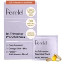 Perelel 1st Trimester Prenatal Pack, Multivitamin s folátem, vitamin D, Omega 3, Železo & Ginger, Nutriční podpora pro časné těhotenství, Soy & gluten zdarma, non GMO, 30 Denní pilulky