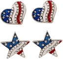 PRETYZOOM Patriotické náušnice americká vlajka Eardrop pro ženy šperky Eardrop Lehké módní stranické doplňky